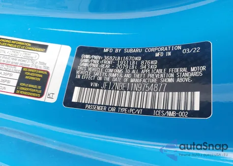 2022 Toyota Gr 86 Premium z USA, uszkodzony, nr VIN JF1ZNBE11N9754877